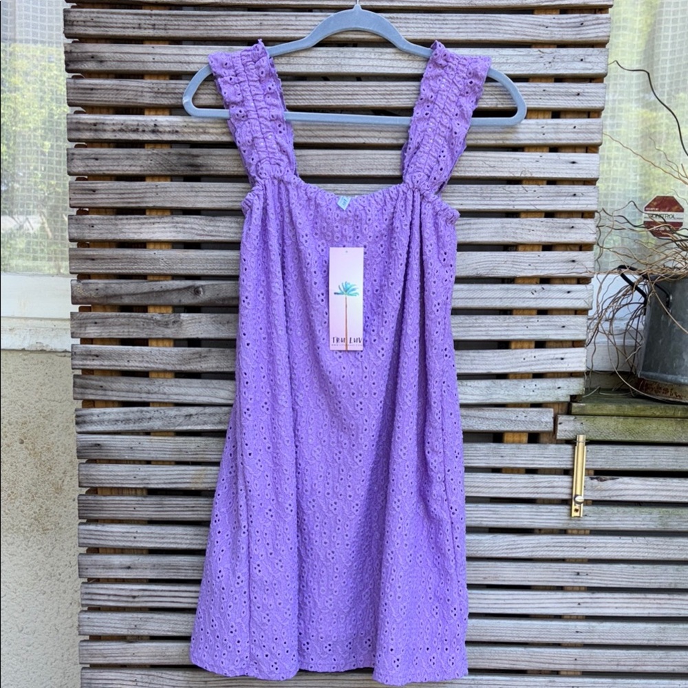 Purple Eyelet boutique Sundress girls size 14, NWT